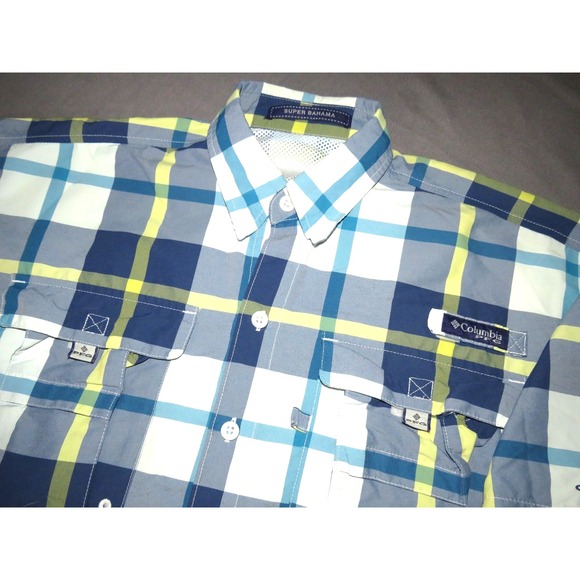Columbia PFG Super Bahama Vented 100% Nylon Button Up Shirt Men's Large - Picture 1 of 9